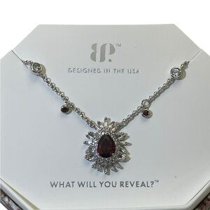 Bomb Party Necklace “Glam Is A Given” NK48554 Rhodium/Garnet NIB